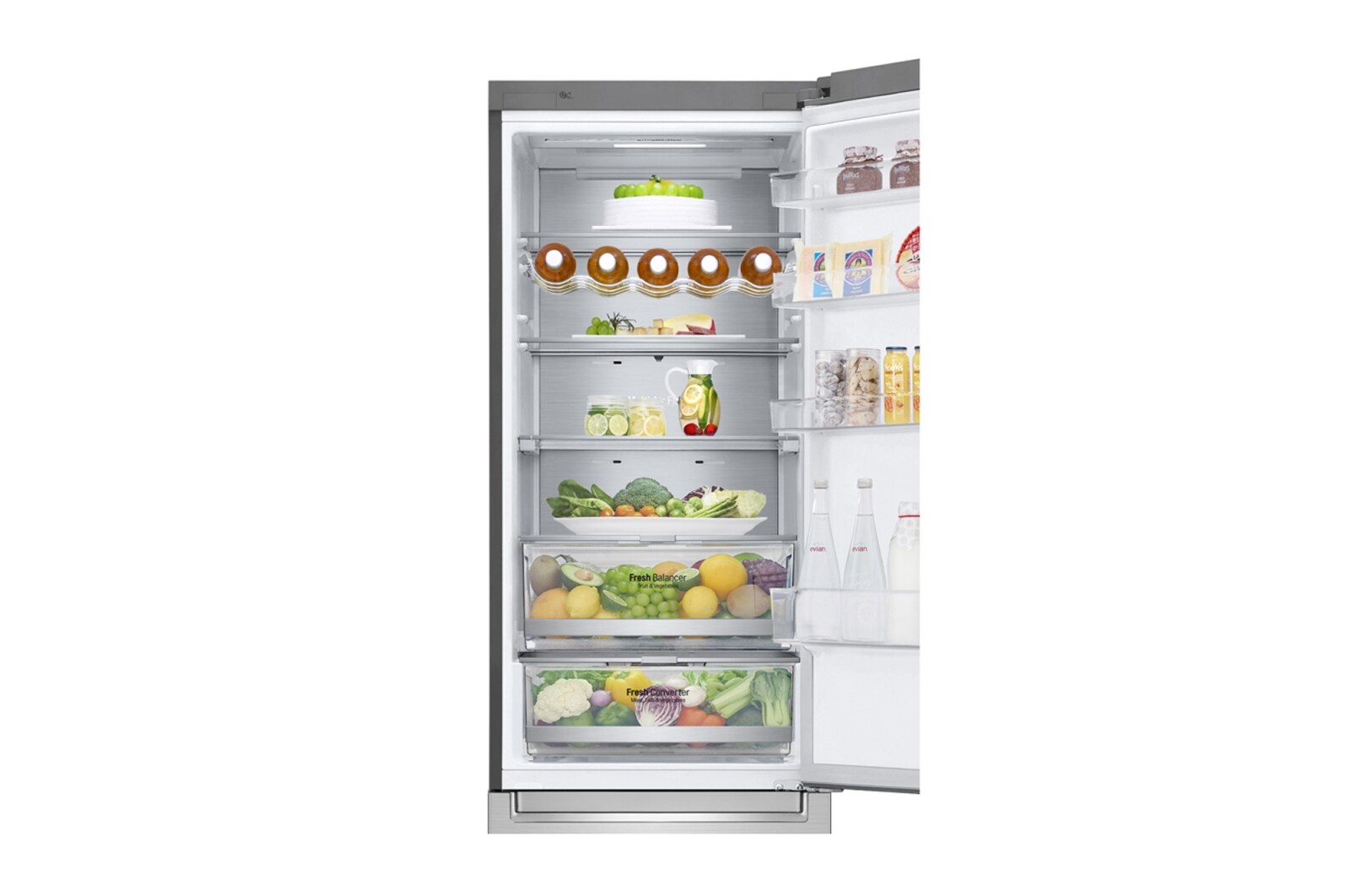 LG 2.03M 384L Kølefryseskab(Noble Steel) - Energiklasse D, Door Cooling™ og Smart Diagnosis™ med Wi-Fi, GBB92STAXP