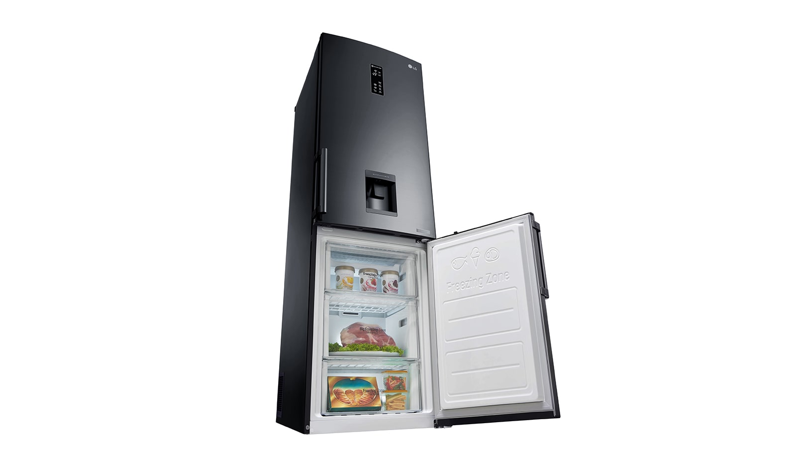 LG Ny Køle-/fryseskabe med Total No Frost og vanddispenser, 190cm (nettovolumen 318 liter), GBF59WBDZB