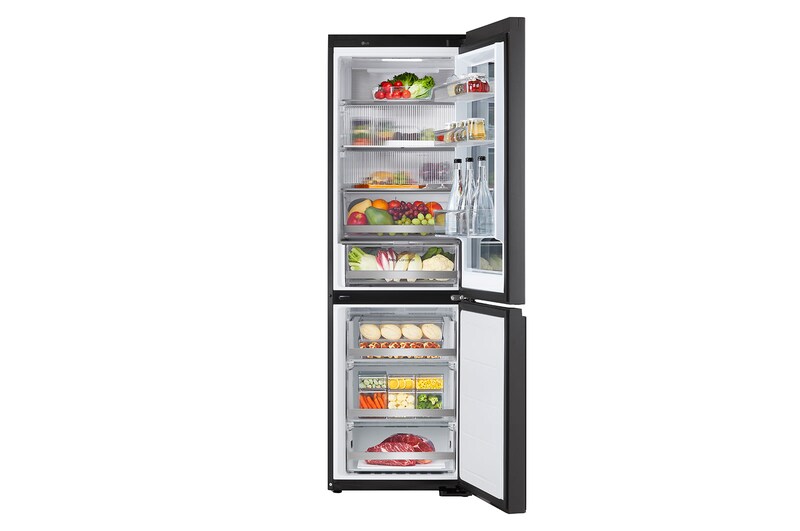 LG 186M 352L Kølefryseskab(Essence Black) - Energiklasse D, InstaView™, Nature Fresh, Door Cooling+™ Smart Diagnosis™ med Wi-Fi, GBG7190CEV