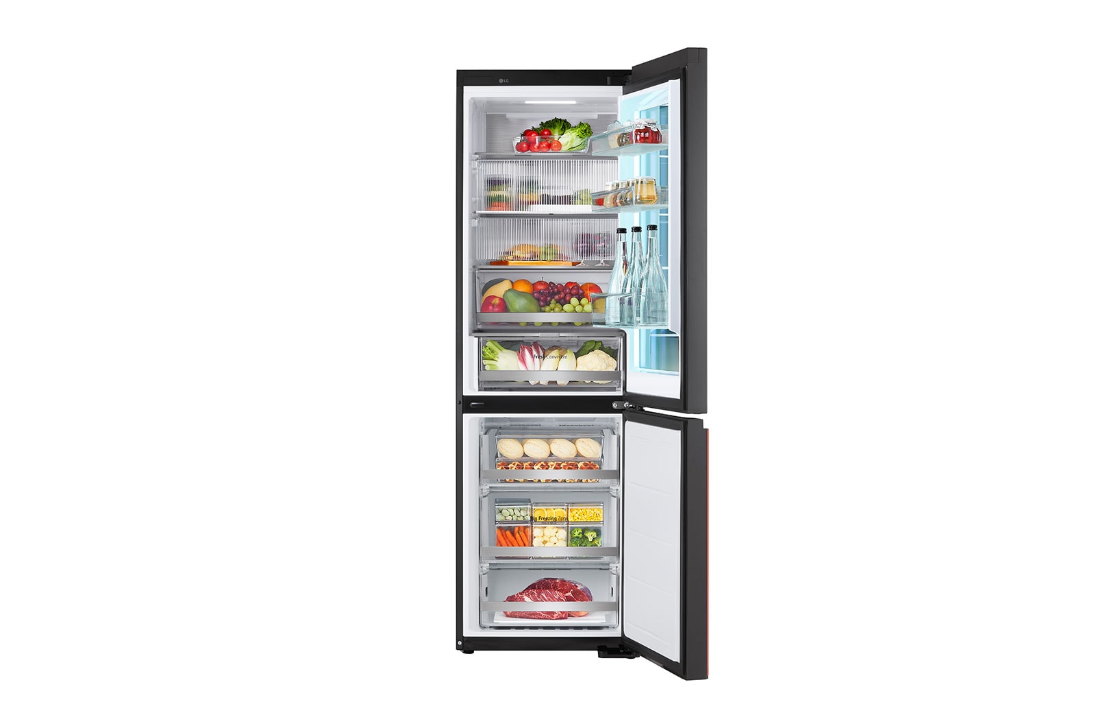 LG 186M 352L Kølefryseskab(Essence Black) - Energiklasse D, MoodUP™, InstaView™, Nature Fresh, Door Cooling+™ Smart Diagnosis™ med Wi-Fi, GBG719MDNN