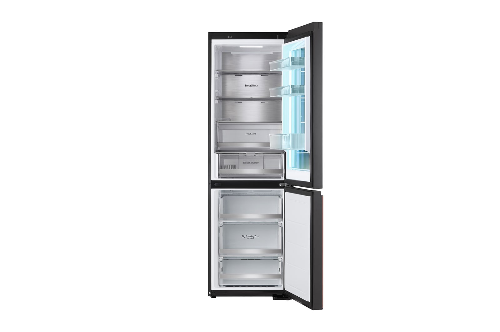 LG 186M 352L Kølefryseskab(Essence Black) - Energiklasse D, MoodUP™, InstaView™, Nature Fresh, Door Cooling+™ Smart Diagnosis™ med Wi-Fi, GBG719MDNN