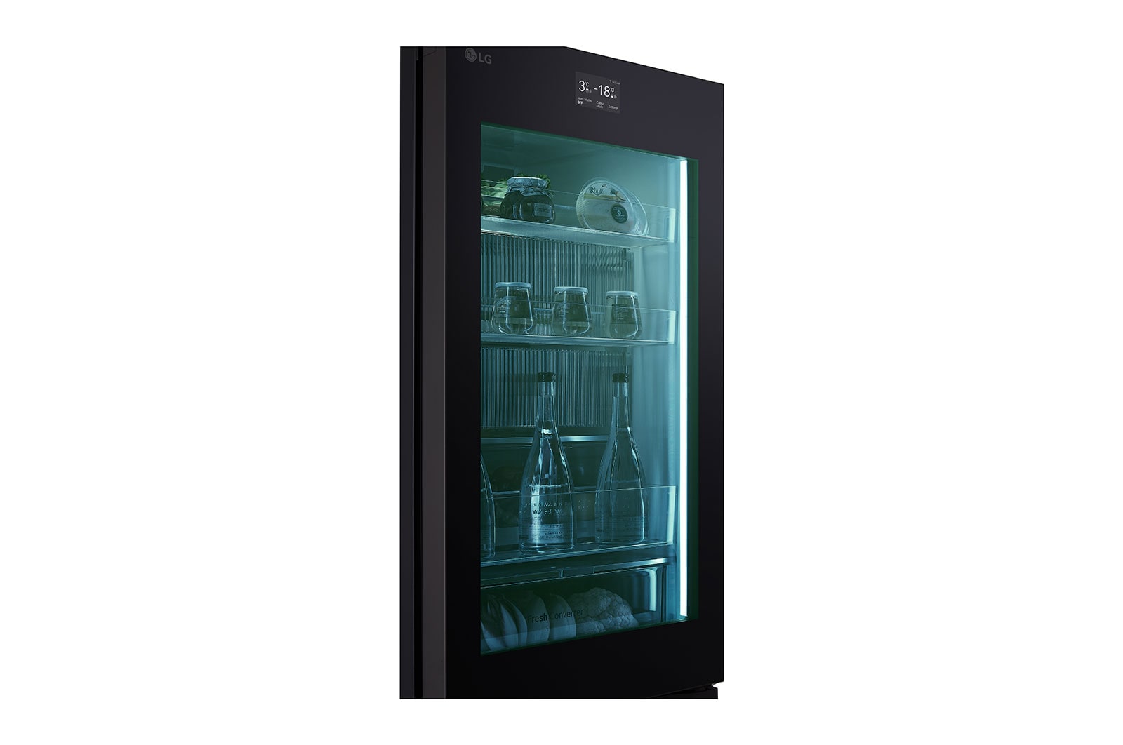LG 186M 352L Kølefryseskab(Essence Black) - Energiklasse D, MoodUP™, InstaView™, Nature Fresh, Door Cooling+™ Smart Diagnosis™ med Wi-Fi, GBG719MDNN