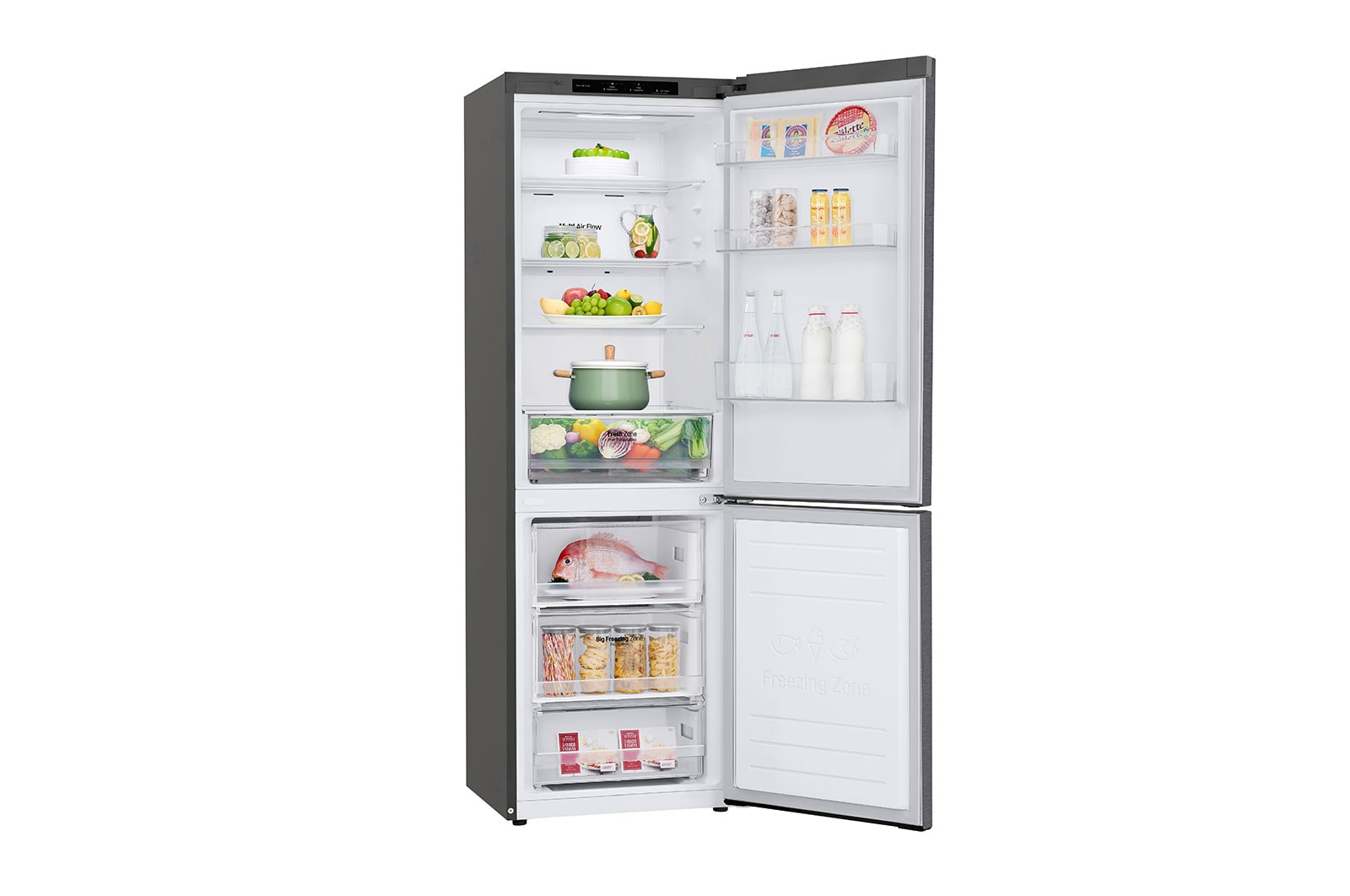 LG 1.86M 341L Kølefryseskab(Dark Silver) - Energiklasse E, Door Cooling™, GBP31DSLZN
