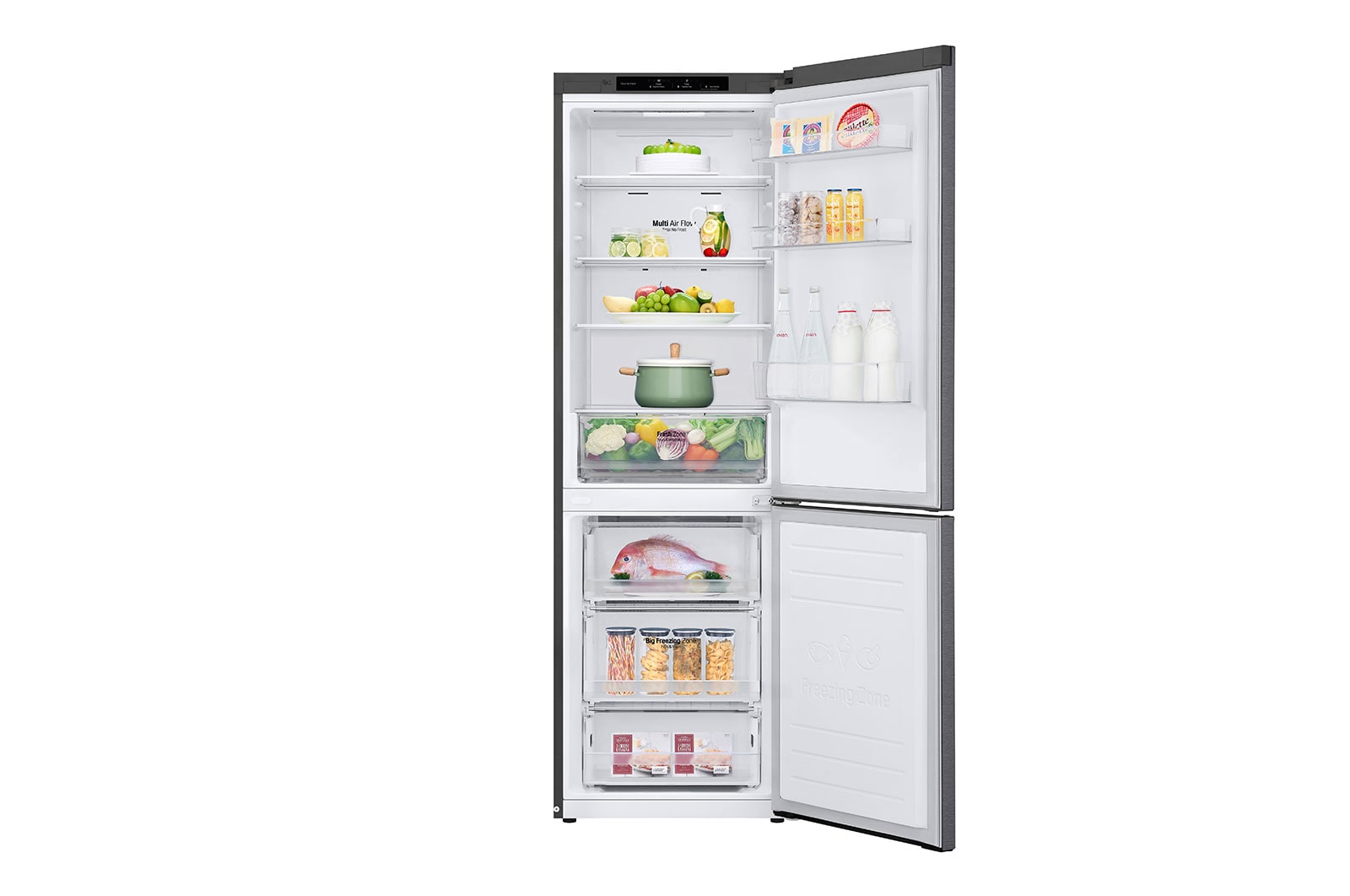 LG 1.86M 341L Kølefryseskab(Dark Silver) - Energiklasse E, Door Cooling™, GBP31DSLZN