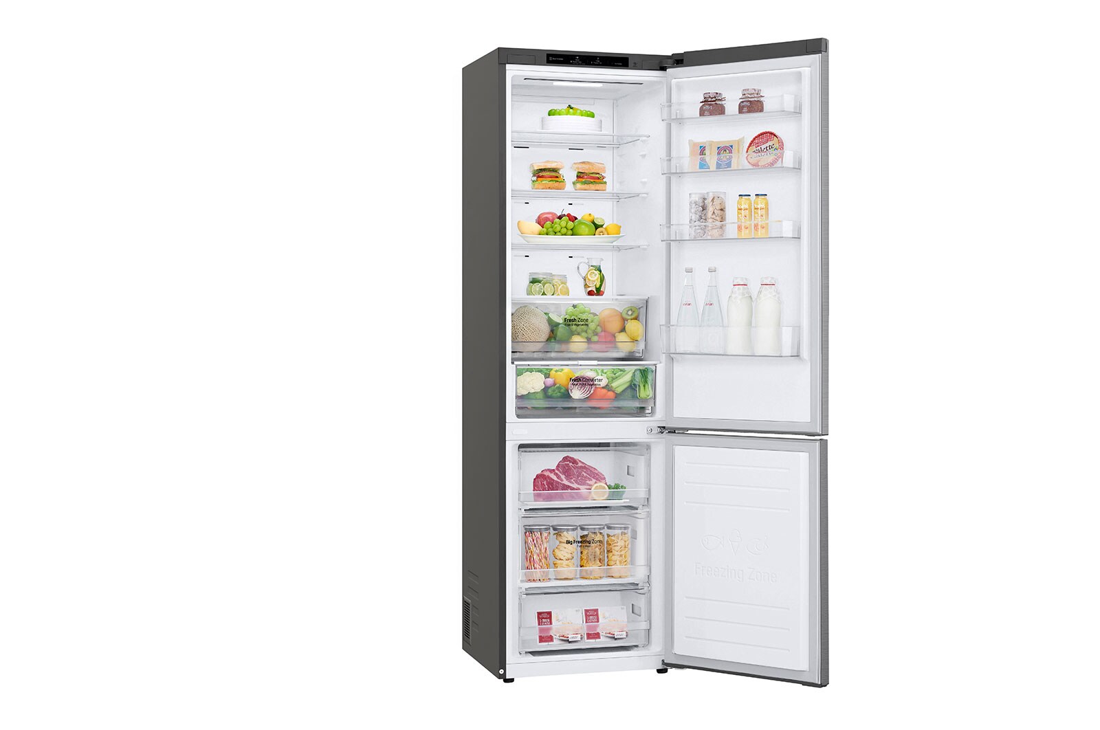LG 2.03M 384L Kølefryseskab<br>(Shiny Steel) - Energiklasse C, Door Cooling™ og Smart Diagnosis™ , GBP52PZNCN1