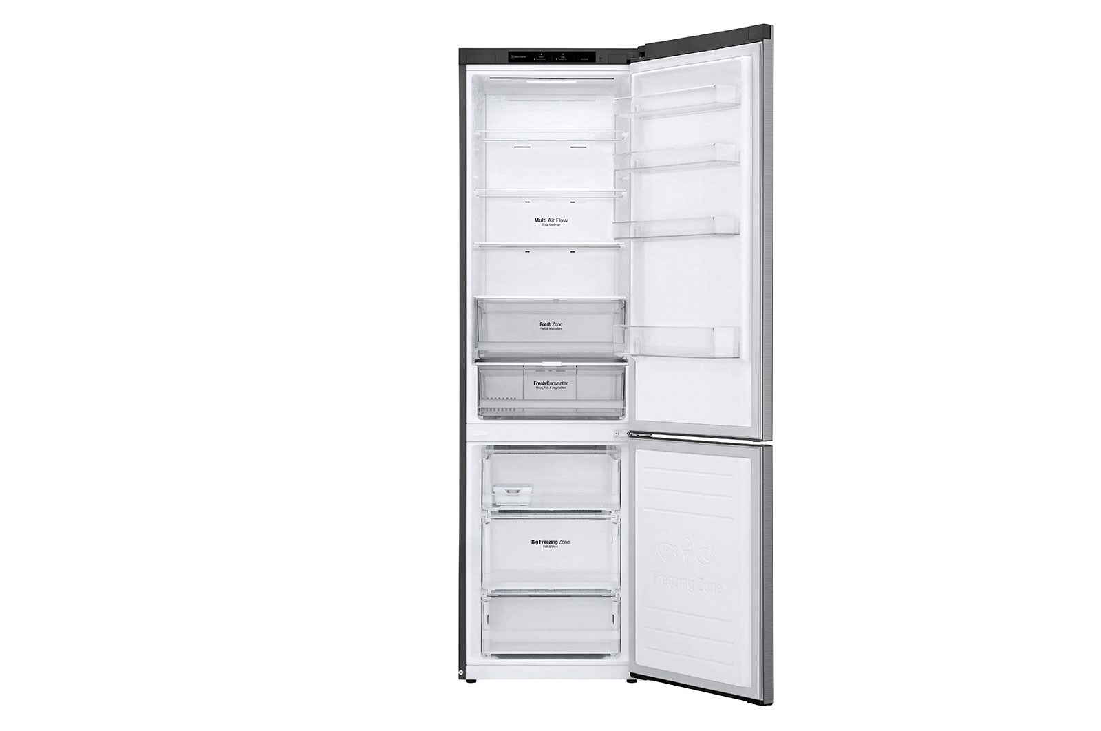 LG 2.03M 384L Kølefryseskab<br>(Shiny Steel) - Energiklasse C, Door Cooling™ og Smart Diagnosis™ , GBP52PZNCN1