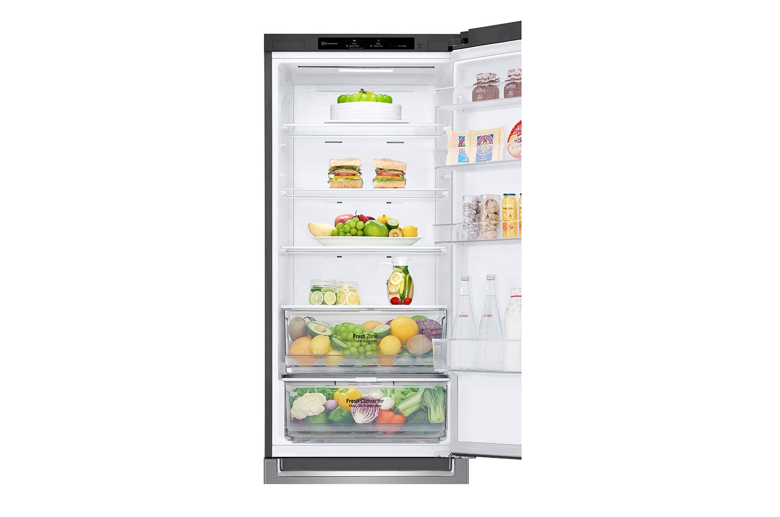 LG 2.03M 384L Kølefryseskab<br>(Shiny Steel) - Energiklasse C, Door Cooling™ og Smart Diagnosis™ , GBP52PZNCN1
