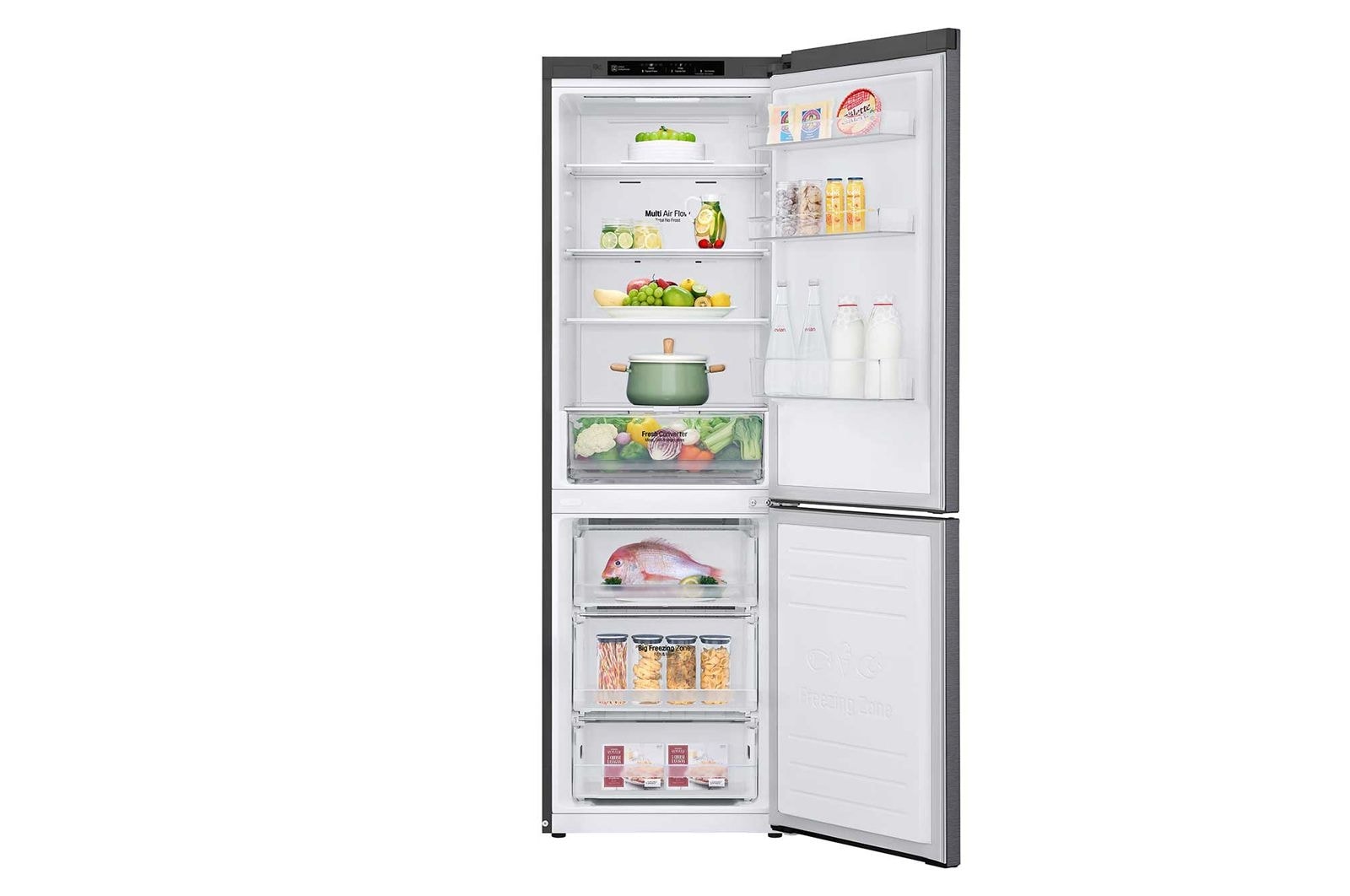 LG 1.86M 341L Kølefryseskab(Dark Silver) - Energiklasse D, Door Cooling™, GBP61DSPFN