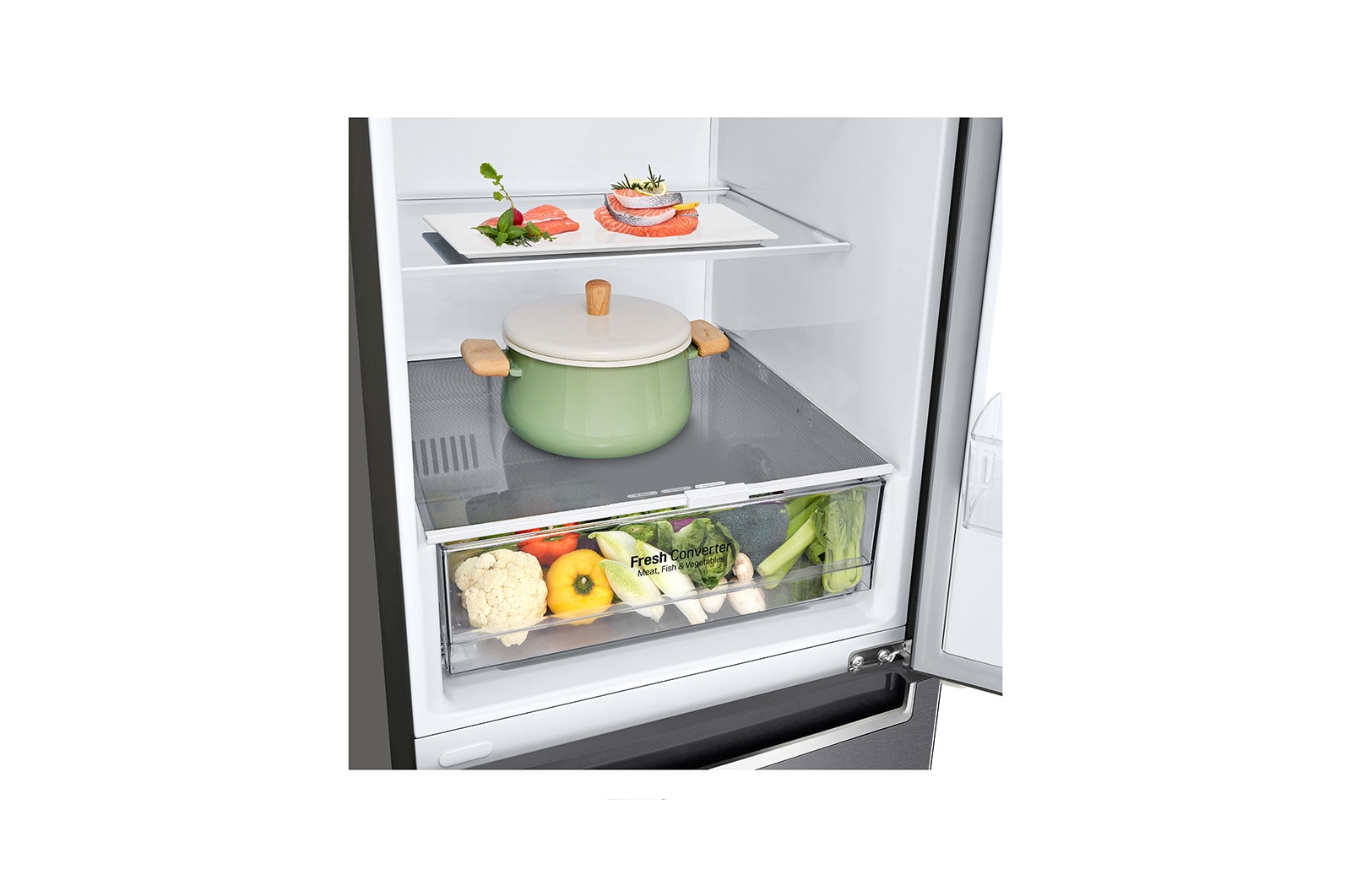 LG GBP61DSPGN 1.86M 341L Kølefryseskab(Dark Silver) - Energiklasse D, Door Cooling™og Smart Diagnosis™, GBP61DSPGN