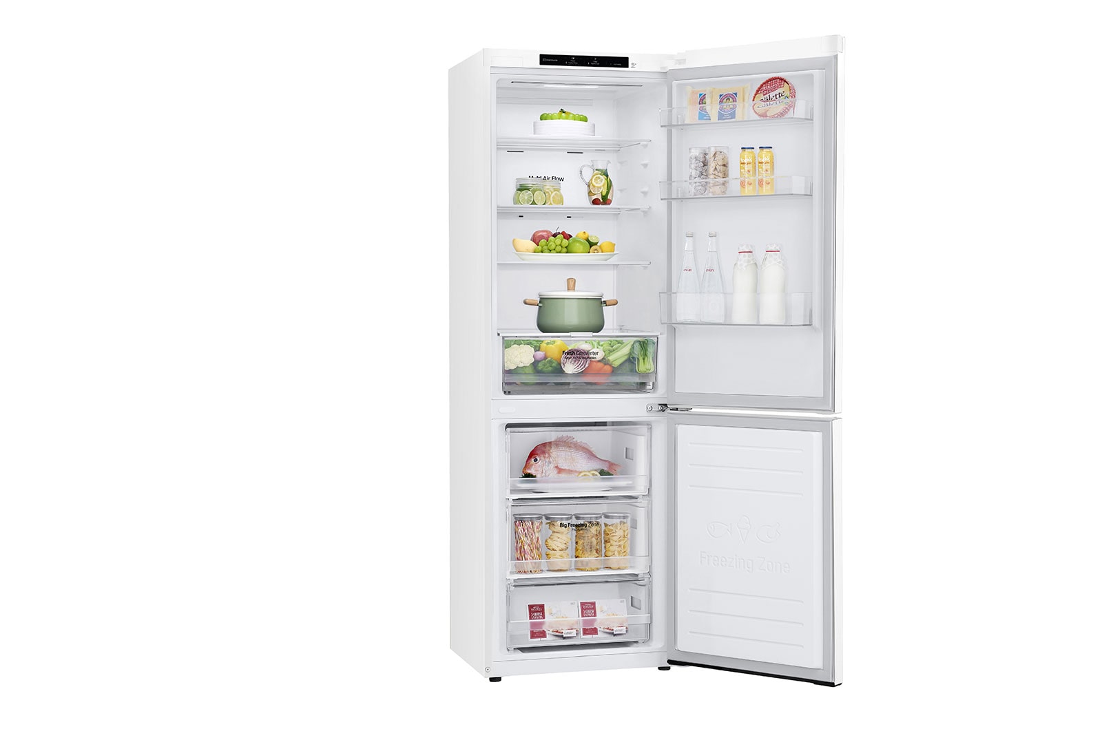 LG GBP61SWPGN 1.86M 341L Kølefryseskab(Hvid) - Energiklasse D, Door Cooling™og Smart Diagnosis™, GBP61SWPGN