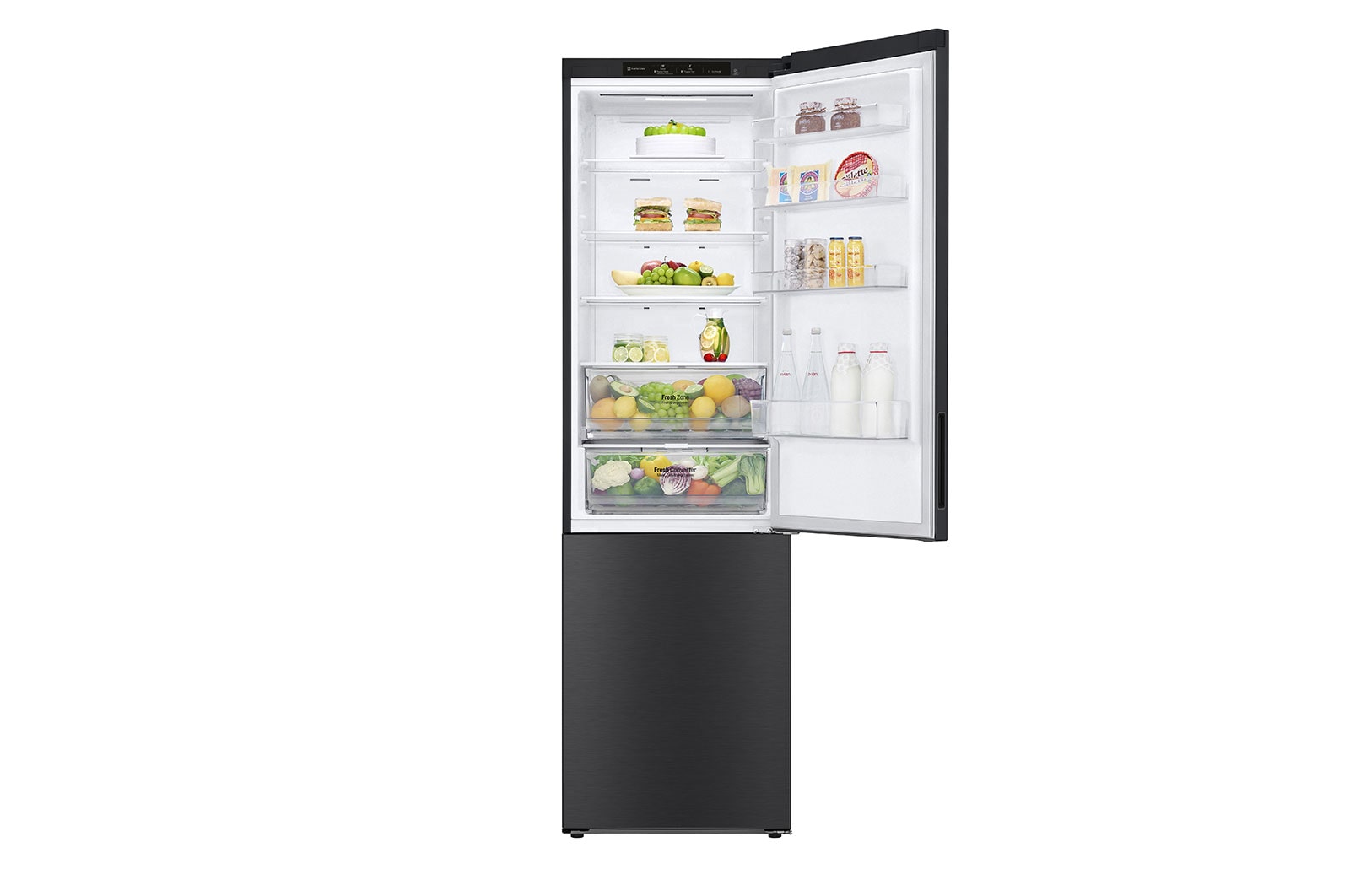 LG 2.03M 384L Kølefryseskab(Matte Black Stainless Steel) - Energiklasse B, Nature Fresh, Door Cooling+™ og Smart Diagnosis™, GBP62MCNBC