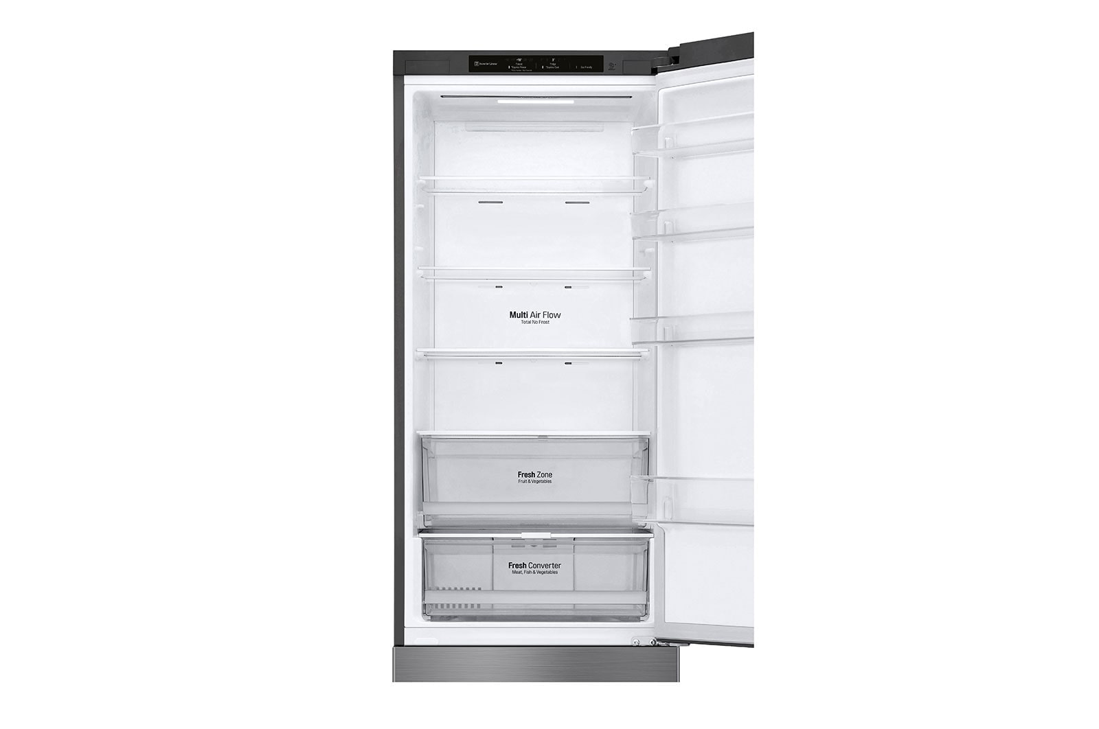 LG 2.03M 384L Kølefryseskab(Shiny Steel) - Energiklasse B, Nature Fresh, Door Cooling+™ og Smart Diagnosis™, GBP62PZNBC