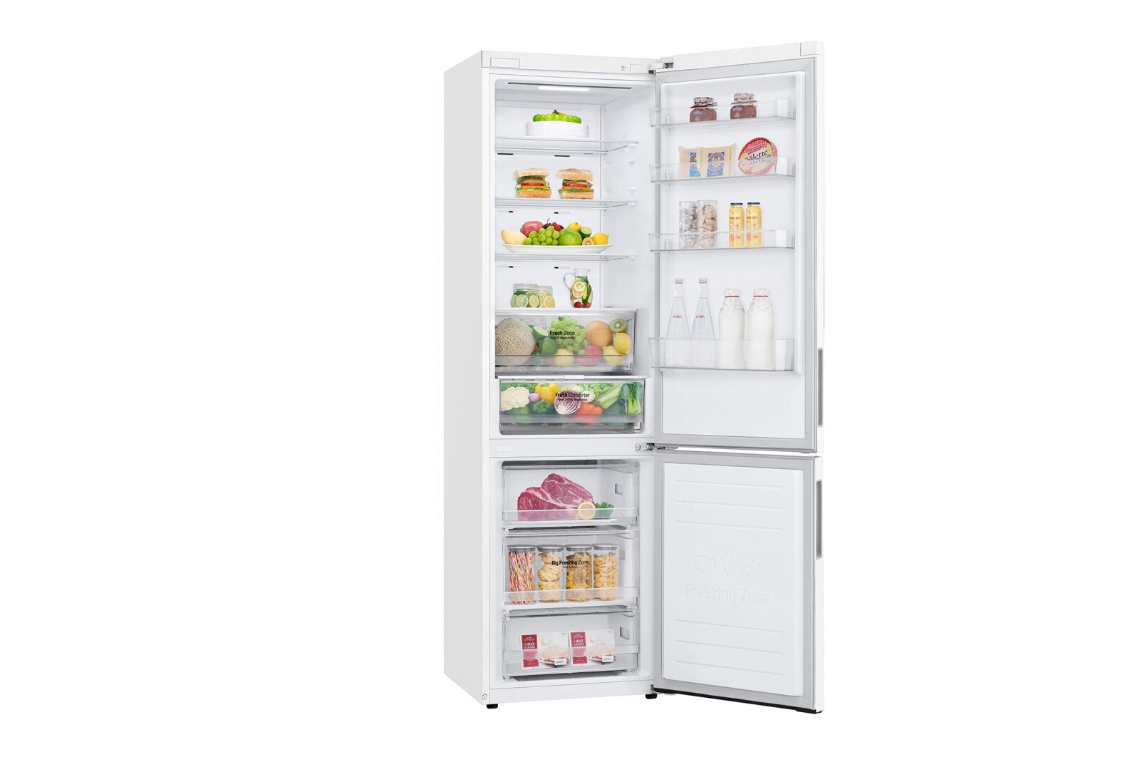 LG 2.03M 384L Kølefryseskab(Hvid) - Energiklasse C, Door Cooling™ og Smart Diagnosis™ med Wi-Fi, GBP62SWXCC1