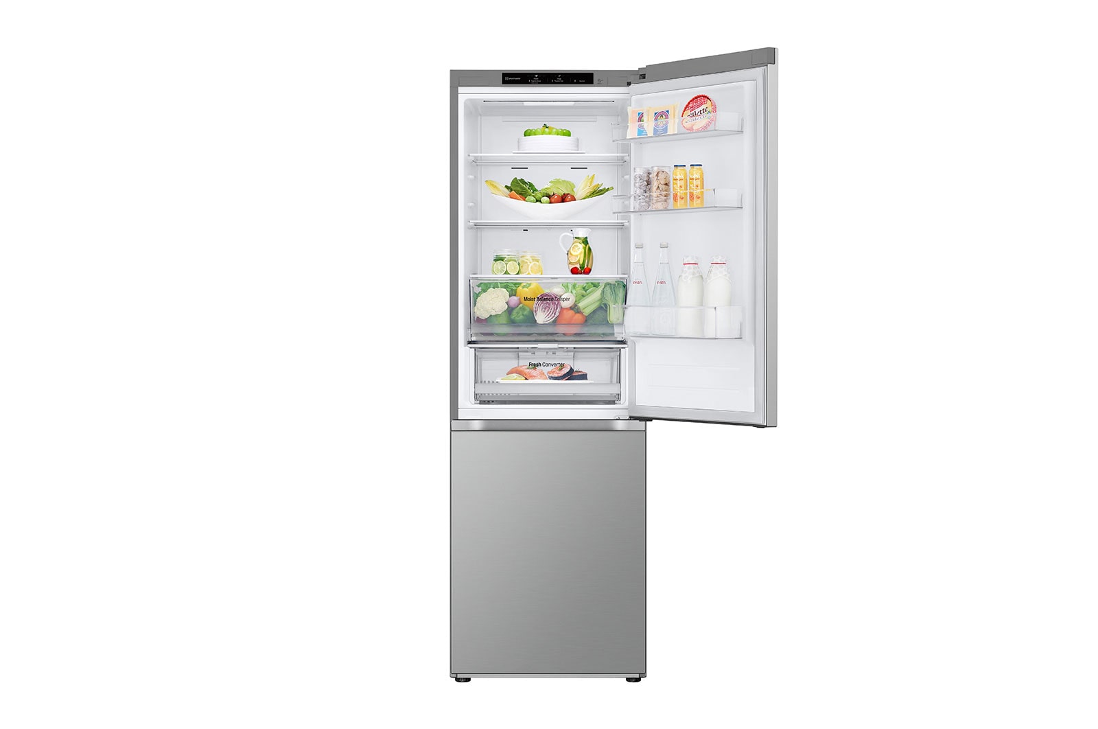 LG 1.86M 344L Kølefryseskab(Prime Silver) - Energiklasse E, Nature Fresh, Door Cooling+™ og Smart Diagnosis™, GBV3100EPY