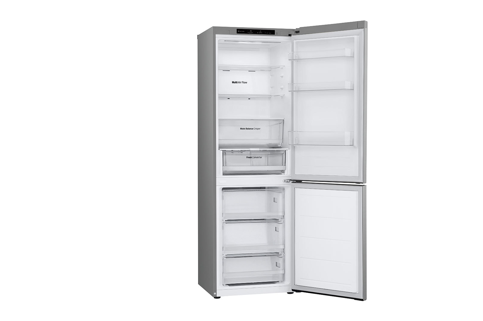LG 1.86M 344L Kølefryseskab(Prime Silver) - Energiklasse E, Nature Fresh, Door Cooling+™ og Smart Diagnosis™, GBV3100EPY