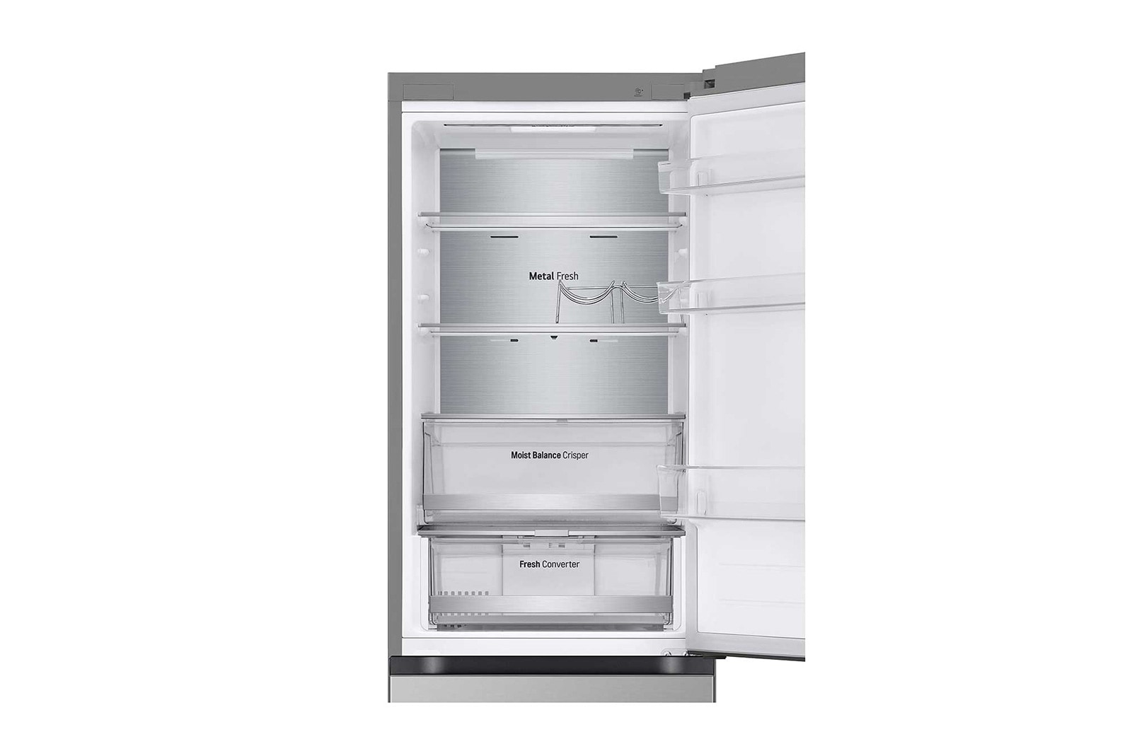 LG 1.86M 344L Kølefryseskab(Prime Silver) - Energiklasse D, Nature Fresh, Door Cooling+™ og Smart Diagnosis™ med Wi-Fi, GBV5150DPY