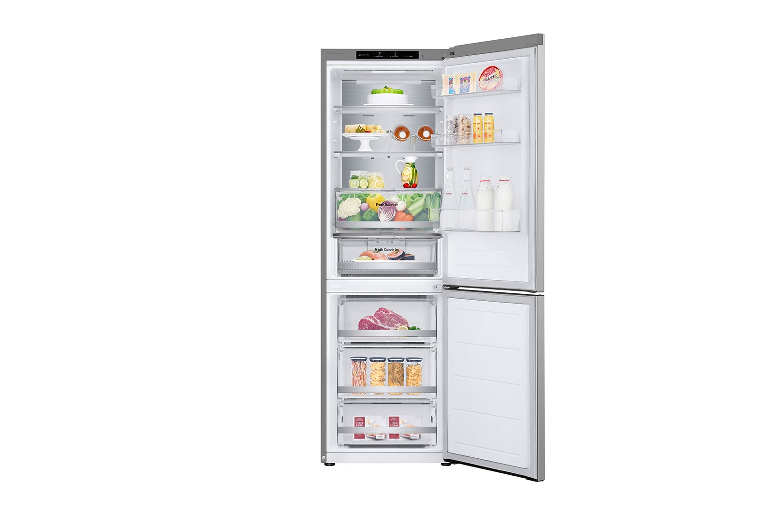 LG 1.86M 344L Kølefryseskab(Prime Silver) - Energiklasse D, Nature Fresh, Door Cooling+™ og Smart Diagnosis™, GBV7180DPY