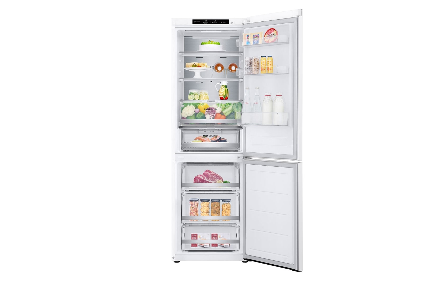 LG 1.86M 344L Kølefryseskab(Hvid ) - Energiklasse D, Nature Fresh, Door Cooling+™ og Smart Diagnosis™, GBV7180DSW