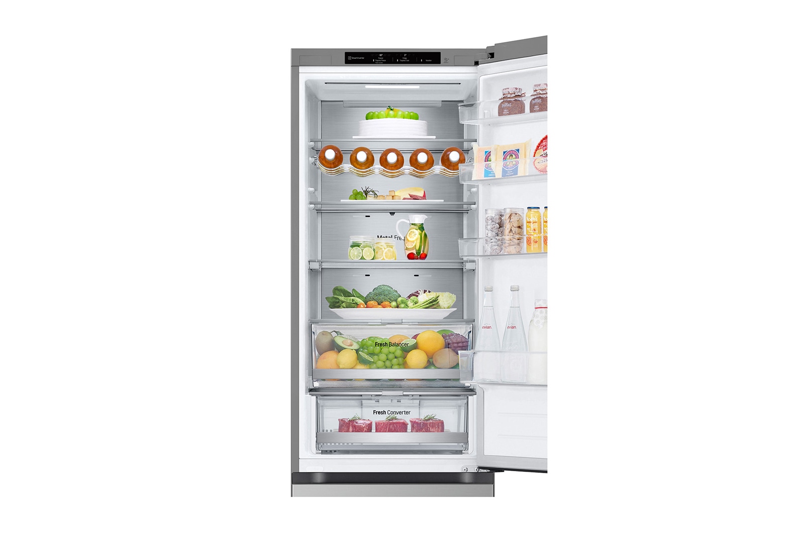 LG 2.03M 387L Kølefryseskab(Prime Silver) - Energiklasse C, Nature Fresh, Door Cooling+™ og Smart Diagnosis™, GBV7280CPY