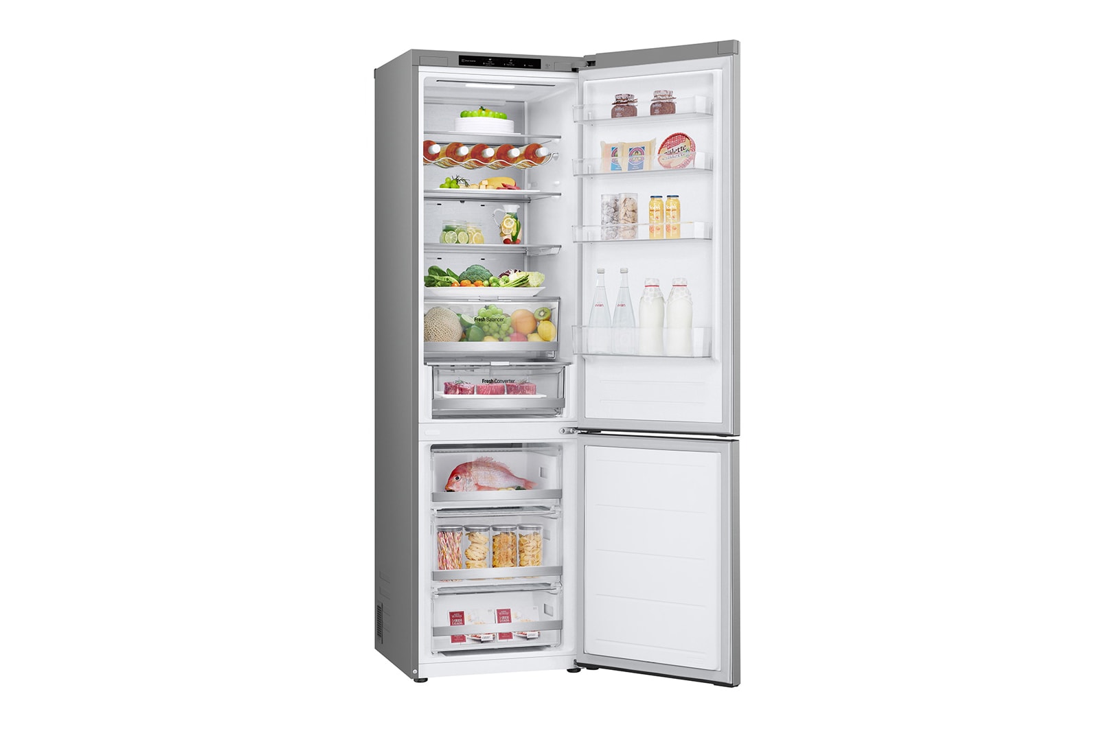 LG 2.03M 387L Kølefryseskab(Prime Silver) - Energiklasse C, Nature Fresh, Door Cooling+™ og Smart Diagnosis™, GBV7280CPY