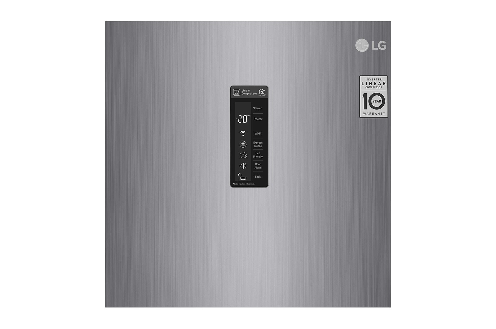LG 323L Fritstående fryser (Shiny Steel) - Energiklasse F, Total No Frost og Smart Diagnosis™ med Wi-Fi, GF5237PZJZ1