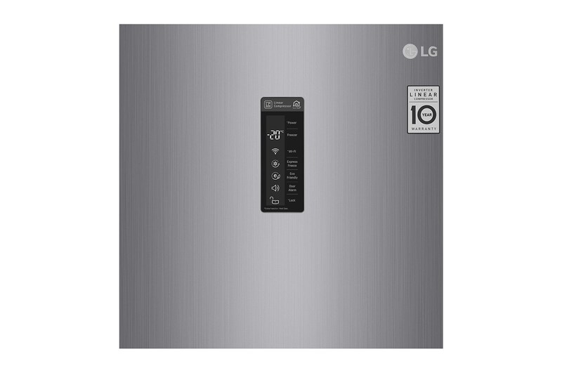 LG 323L Fritstående fryser (Shiny Steel) - Energiklasse F, Total No Frost og Smart Diagnosis™ med Wi-Fi, GF5237PZJZ1