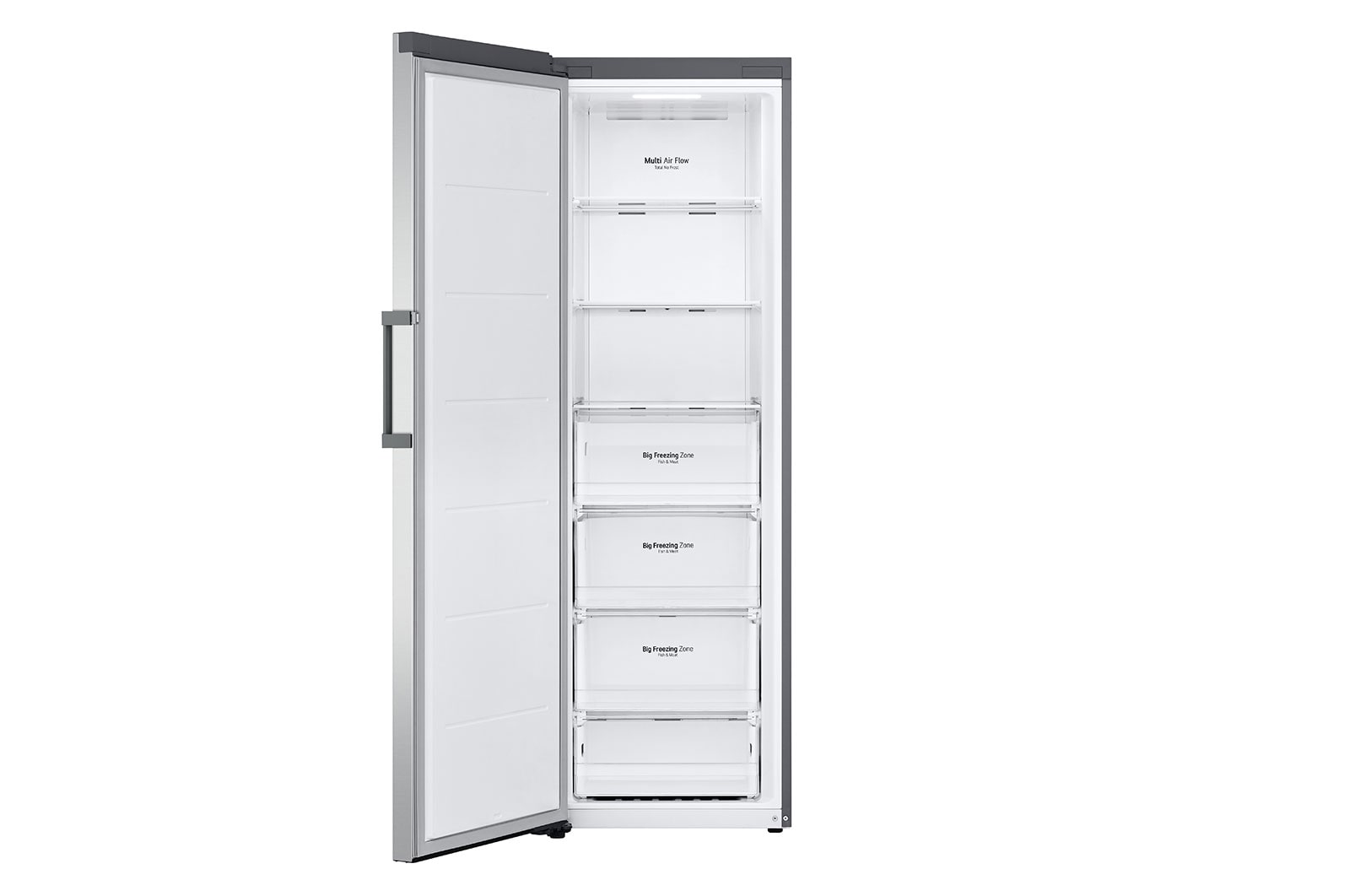 LG 324L Fritstående fryser (Shiny Steel) - Energiklasse E, Total No Frost, Express Freeze, Smart Diagnosis™ med Wi-Fi, GFE41PZGSZ