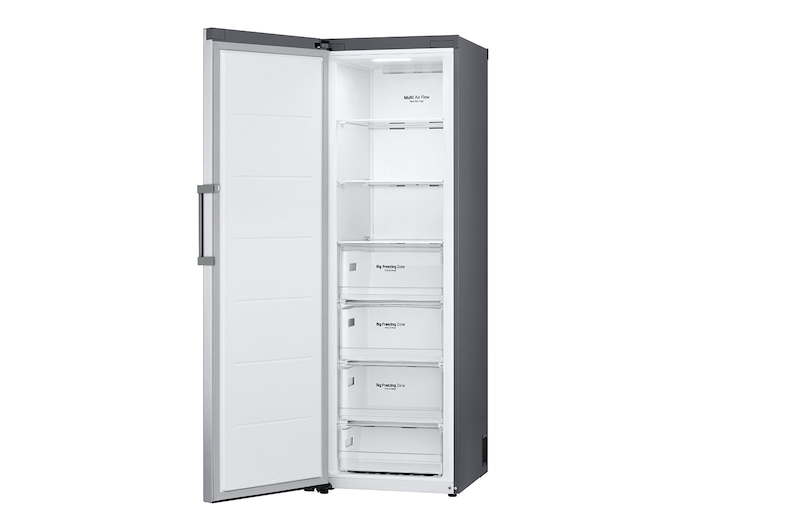 LG 324L Fritstående fryser (Shiny Steel) - Energiklasse E, Total No Frost, Express Freeze, Smart Diagnosis™ med Wi-Fi, GFE41PZGSZ