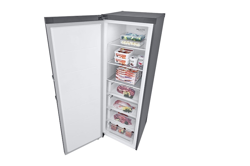 LG 324L Fritstående fryser (Shiny Steel) - Energiklasse E, Total No Frost, Express Freeze, Smart Diagnosis™ med Wi-Fi, GFE41PZGSZ