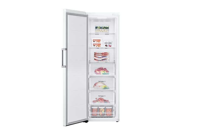 LG 324L Fritstående fryser (Hvid) - Energiklasse E, Total No Frost, Express Freeze, Smart Diagnosis™ med Wi-Fi, GFE41SWGSZ