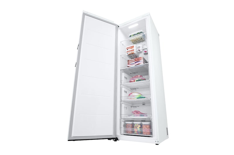 LG 324L Fritstående fryser (Hvid) - Energiklasse E, Total No Frost, Express Freeze, Smart Diagnosis™ med Wi-Fi, GFE41SWGSZ