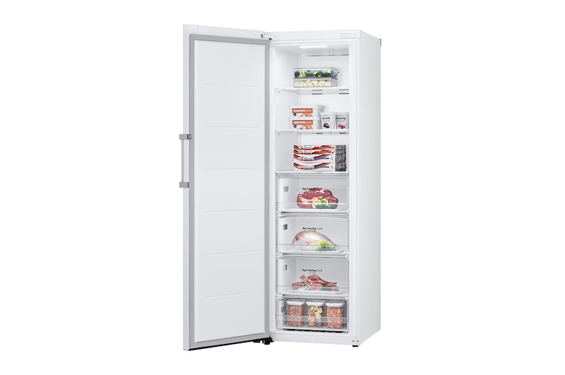 LG 324L Fritstående fryser (Hvid) - Energiklasse E, Total No Frost, Express Freeze, Smart Diagnosis™ med Wi-Fi, GFE41SWGSZ