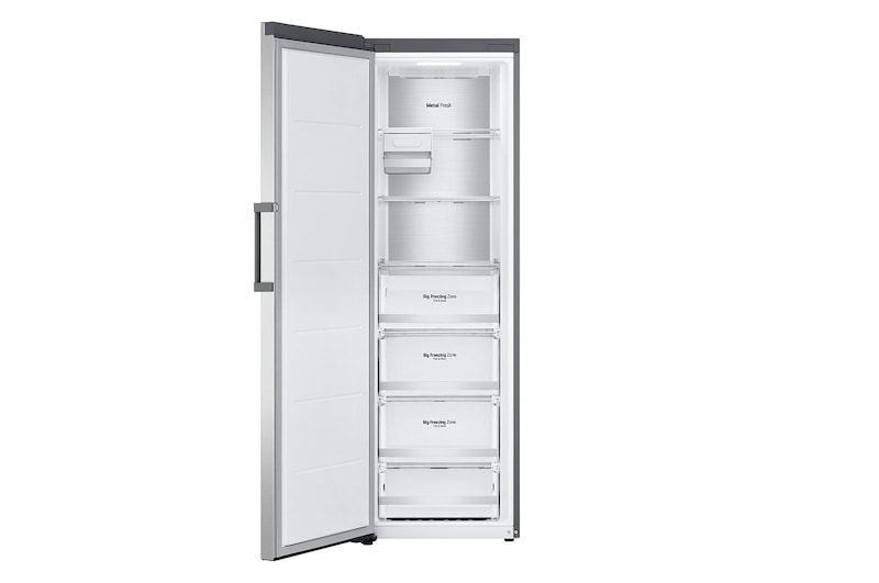 LG 324L Fritstående fryser (Shiny Steel) - Energiklasse E, Total No Frost, Express Freeze, Smart Diagnosis™ med Wi-Fi, GFE61PZCSZ