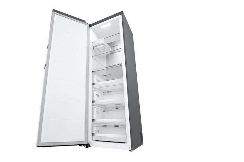 LG 324L Fritstående fryser (Shiny Steel) - Energiklasse E, Total No Frost, Express Freeze, Smart Diagnosis™ med Wi-Fi, GFE61PZCSZ