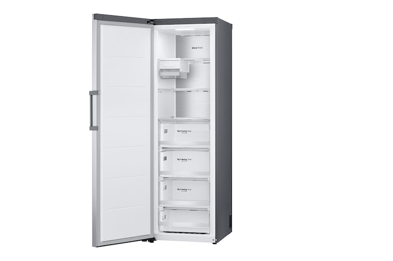 LG 324L Fritstående fryser (Shiny Steel) - Energiklasse E, Total No Frost, Express Freeze, Smart Diagnosis™ med Wi-Fi, GFE61PZCSZ