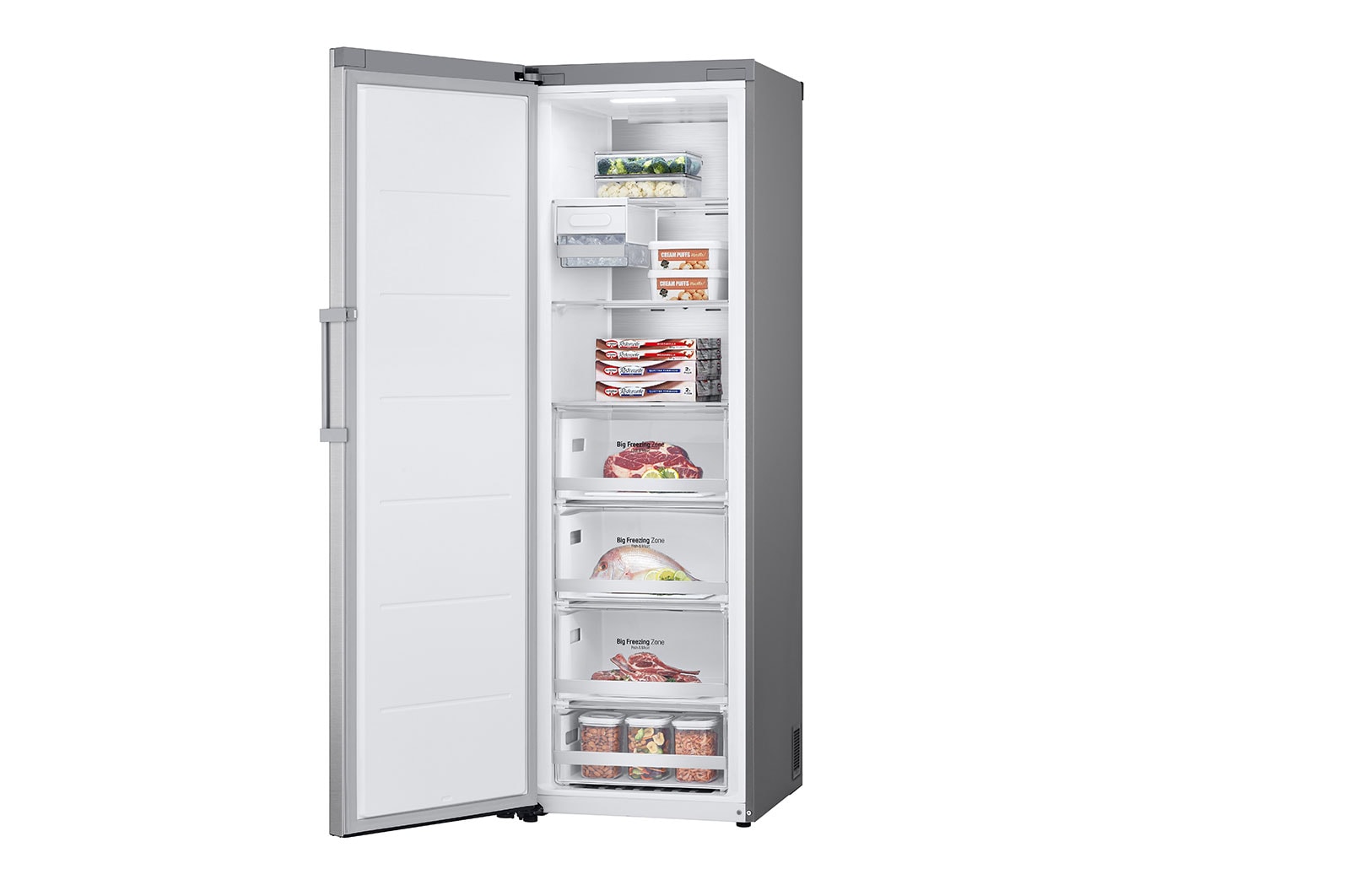 LG 324L Fritstående fryser (Metal Sorbet) - Energiklasse D, Total No Frost, Express Freeze, Smart Diagnosis™ med Wi-Fi, GFM61MBCSF