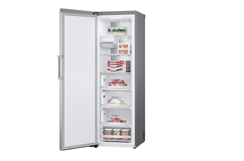 LG 324L Fritstående fryser (Metal Sorbet) - Energiklasse D, Total No Frost, Express Freeze, Smart Diagnosis™ med Wi-Fi, GFM61MBCSF