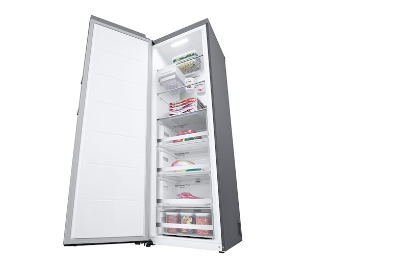 LG 324L Fritstående fryser (Metal Sorbet) - Energiklasse D, Total No Frost, Express Freeze, Smart Diagnosis™ med Wi-Fi, GFM61MBCSF