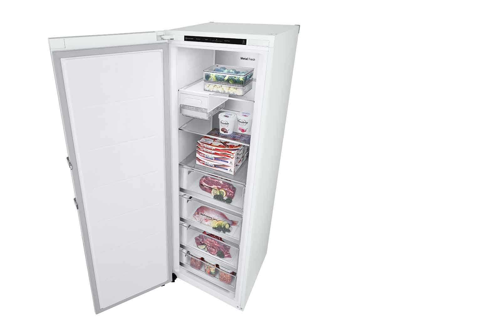 LG 324L Fritstående fryser (Hvid) - Energiklasse D, Total No Frost, Express Freeze, Smart Diagnosis™, GFT61SWCSF