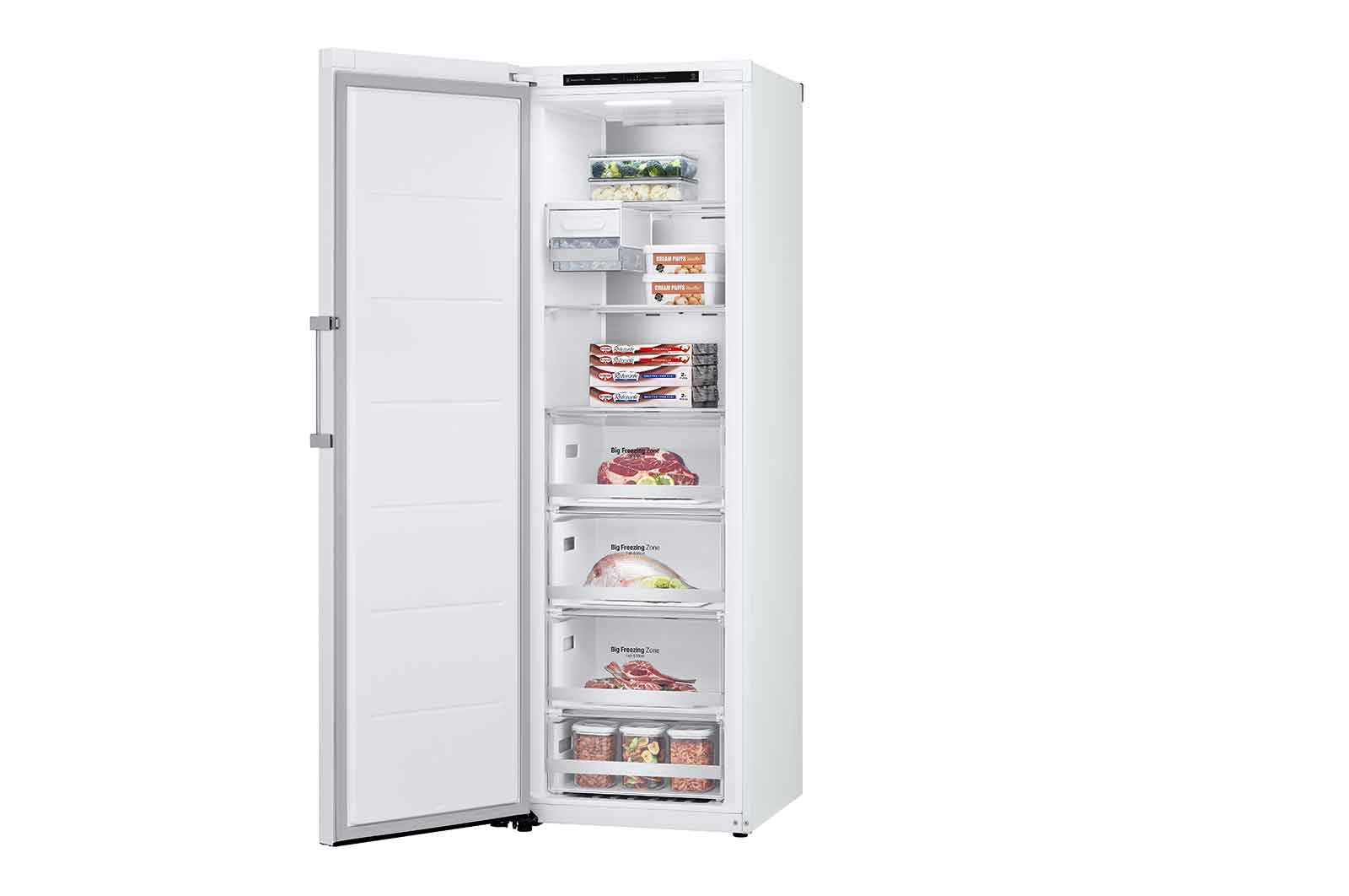 LG 324L Fritstående fryser (Hvid) - Energiklasse D, Total No Frost, Express Freeze, Smart Diagnosis™, GFT61SWCSF