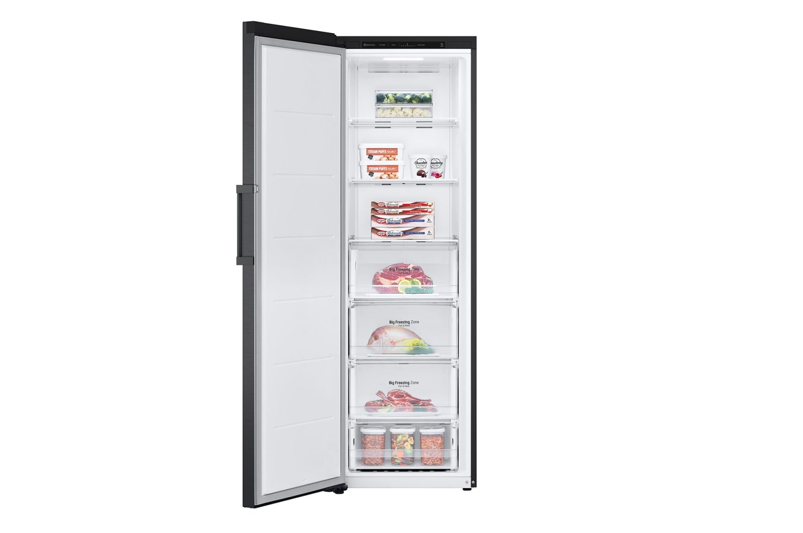 LG 324L Fritstående fryser (Matte Black) - Energiklasse D, Total No Frost, Express Freeze, GFT41MCGSF