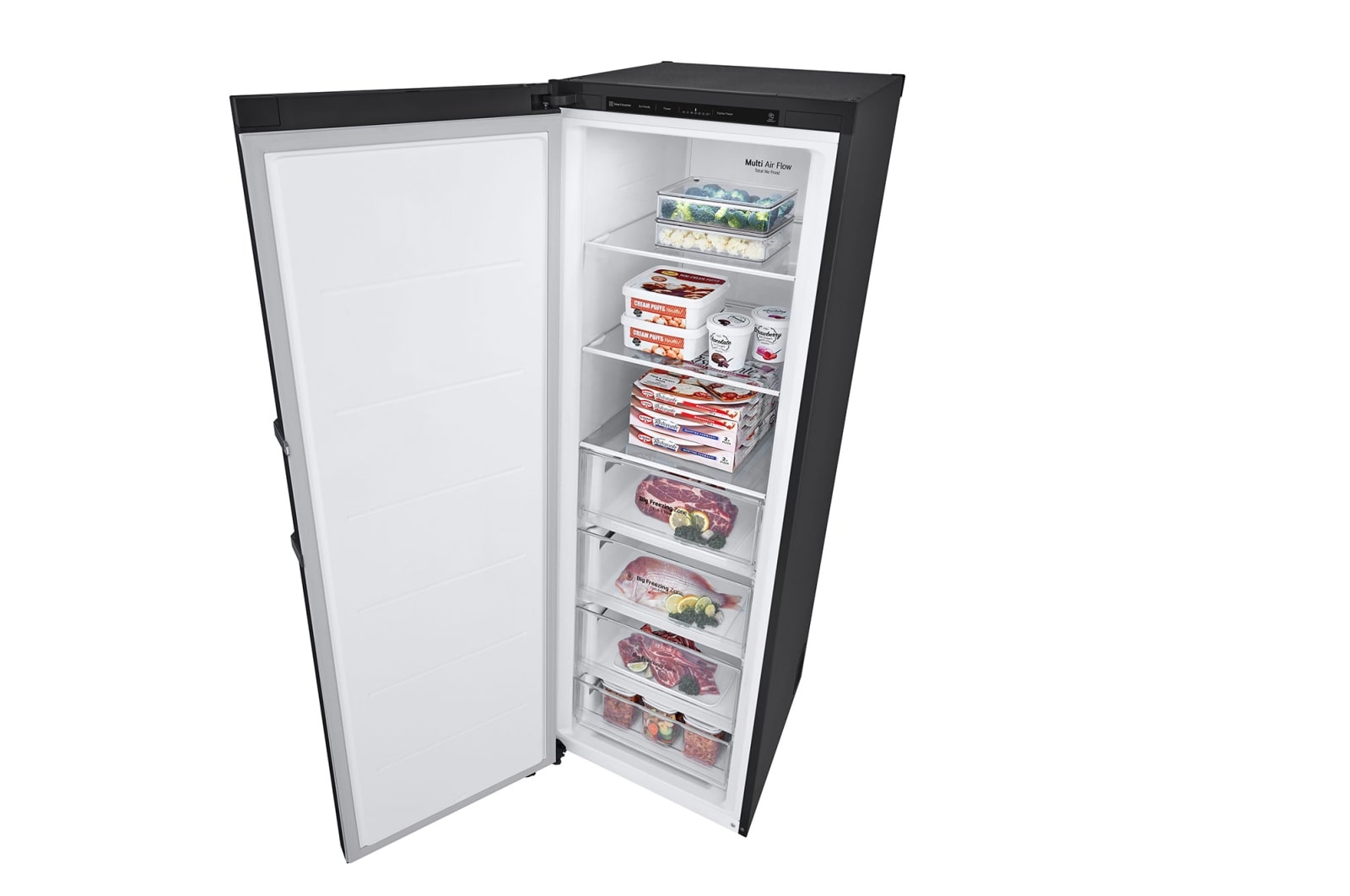 LG 324L Fritstående fryser (Matte Black) - Energiklasse D, Total No Frost, Express Freeze, GFT41MCGSF