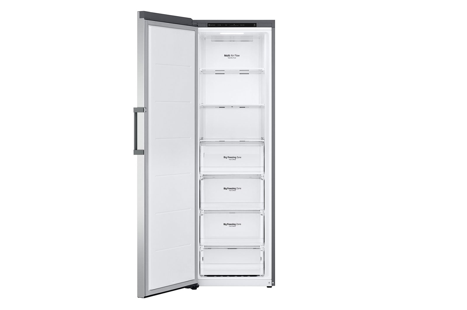 LG 324L Fritstående fryser (Shiny Steel) - Energiklasse E, Total No Frost, Express Freeze, GFT41PZGSZ