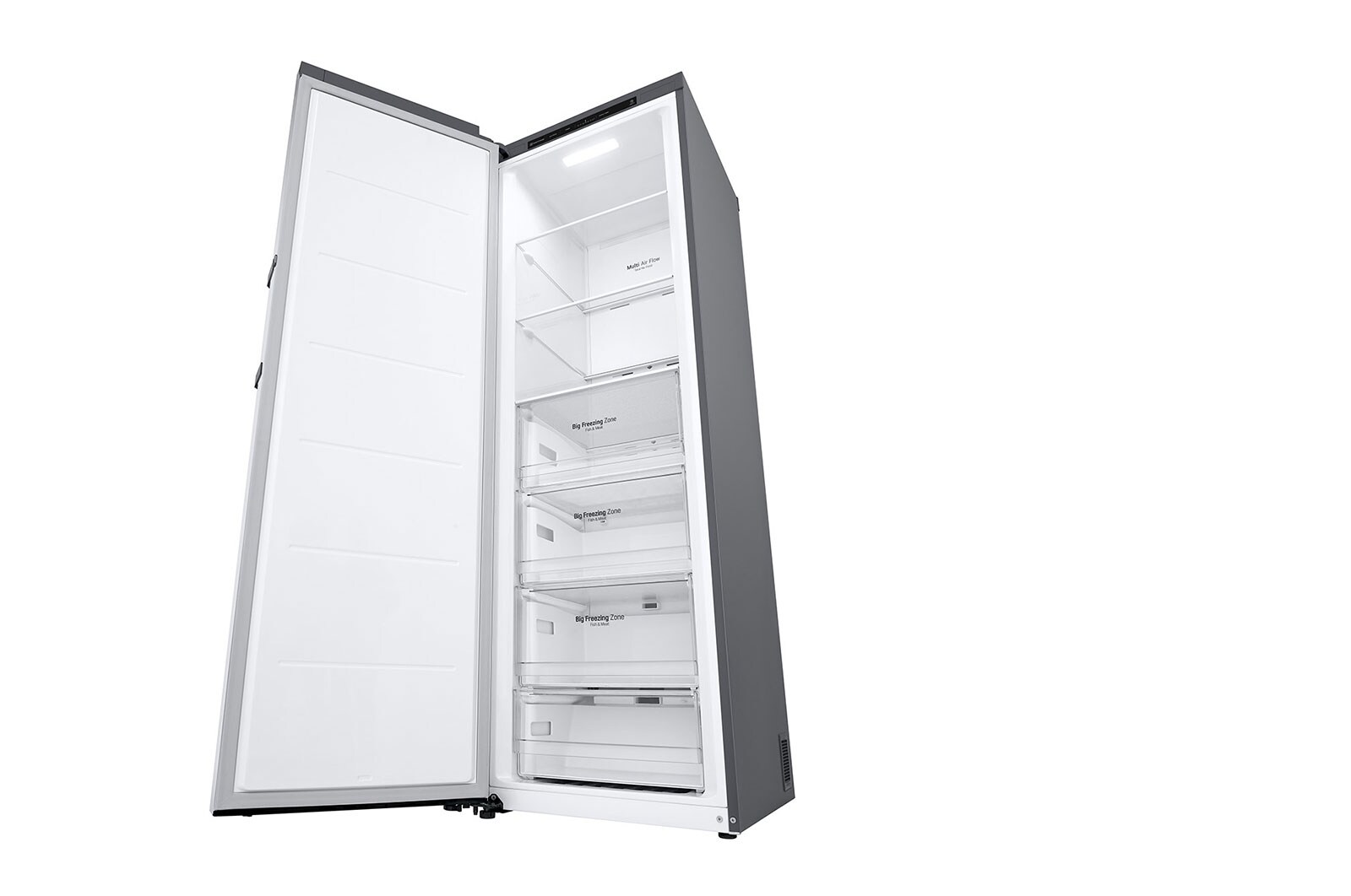 LG 324L Fritstående fryser (Shiny Steel) - Energiklasse E, Total No Frost, Express Freeze, GFT41PZGSZ