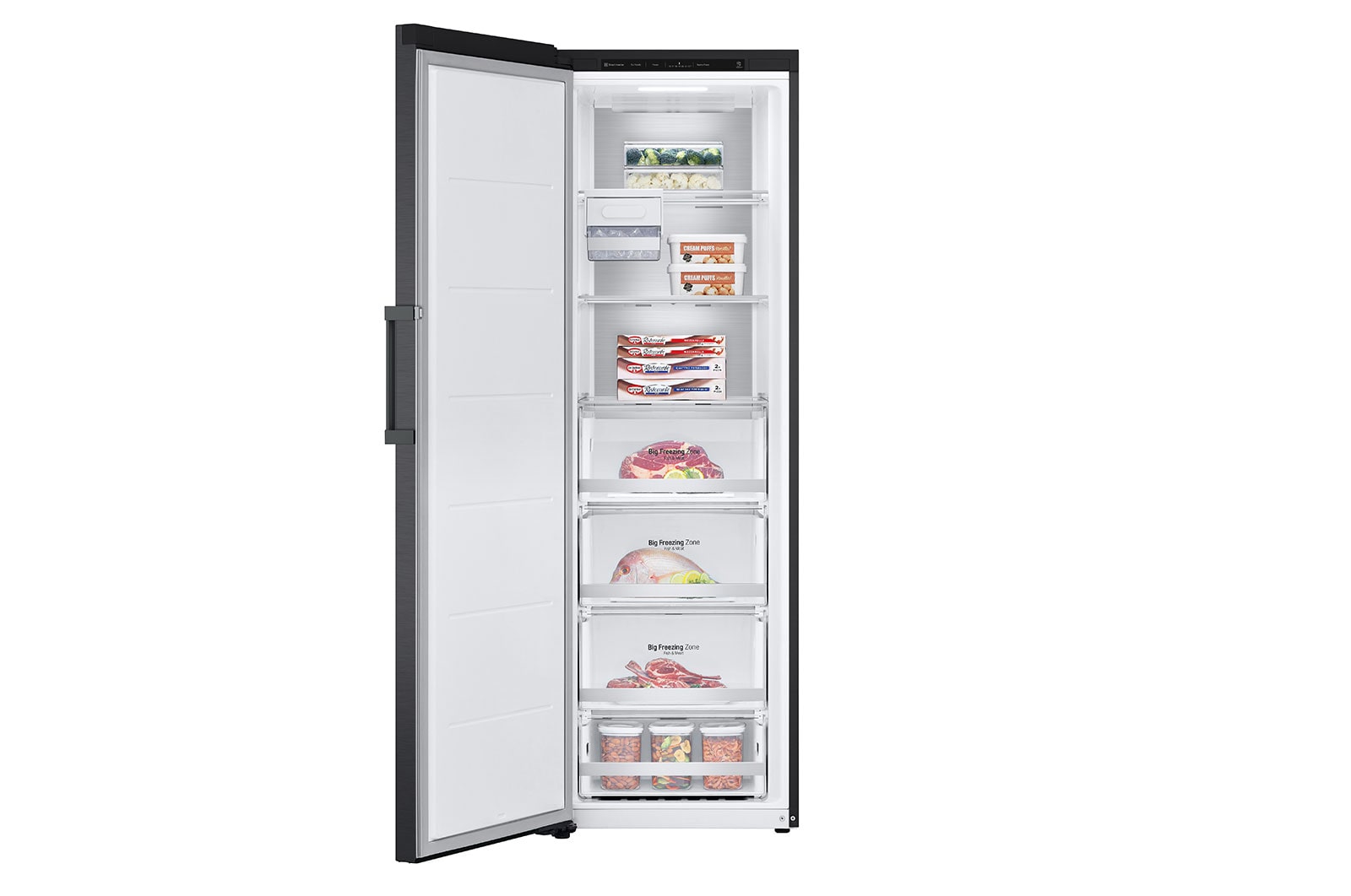 LG 324L Fritstående fryser (Matte Black) - Energiklasse E, Total No Frost, Express Freeze, Smart Diagnosis™, GFT61MCCSZ