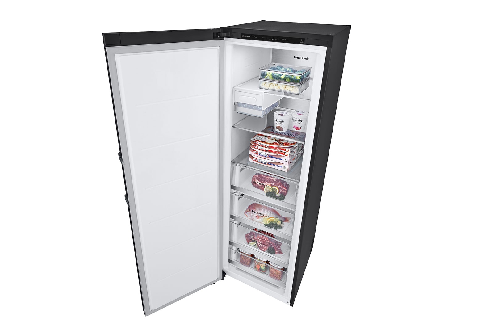 LG 324L Fritstående fryser (Matte Black) - Energiklasse E, Total No Frost, Express Freeze, Smart Diagnosis™, GFT61MCCSZ