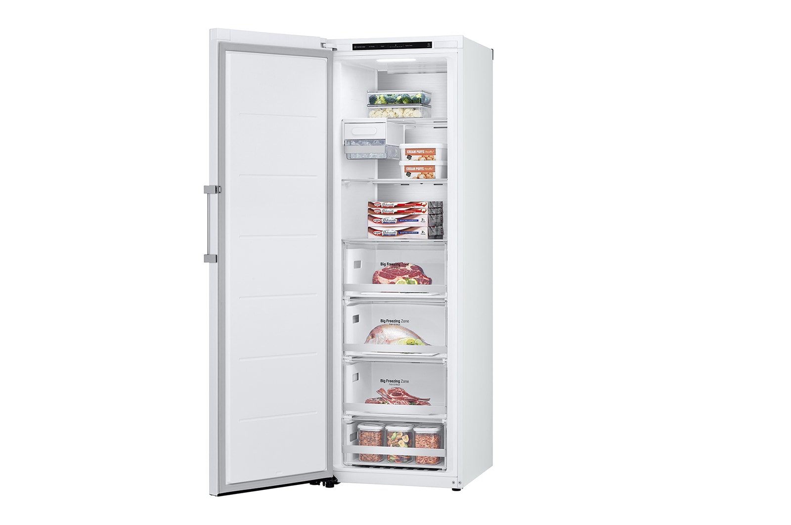LG 324L Fritstående fryser (Hvid) - Energiklasse E, Total No Frost, Express Freeze, Smart Diagnosis™, GFT61SWCSZ