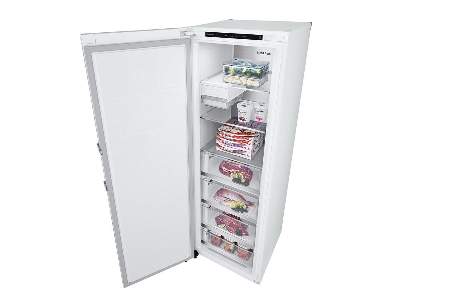 LG 324L Fritstående fryser (Hvid) - Energiklasse E, Total No Frost, Express Freeze, Smart Diagnosis™, GFT61SWCSZ