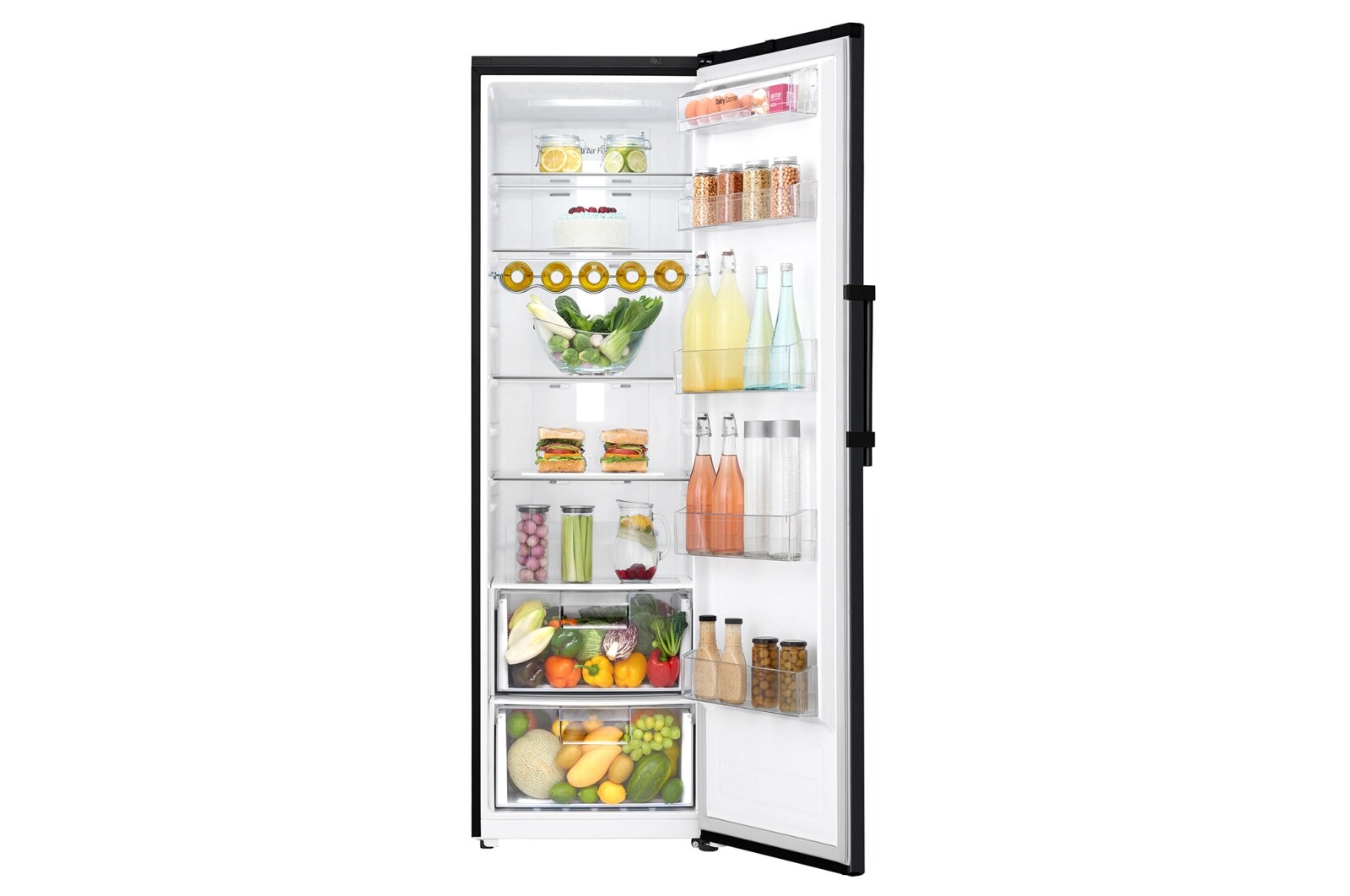 LG 375L Fritstående køleskab (Matte Black) - Energiklasse F, Moist Balance Crisper™ og Smart Diagnosis™ med Wi-Fi, GL5241MCJZ1