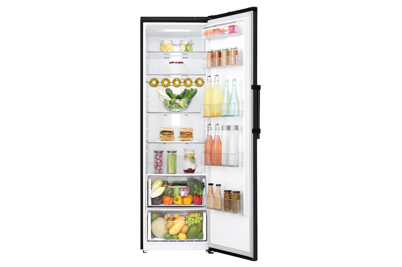 LG 375L Fritstående køleskab (Matte Black) - Energiklasse F, Moist Balance Crisper™ og Smart Diagnosis™ med Wi-Fi, GL5241MCJZ1
